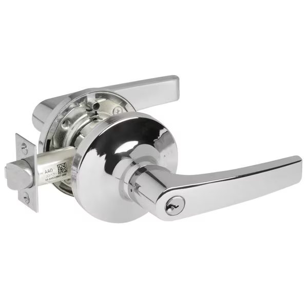 Grade 1 Storeroom/Closet Cylindrical Lock, Monroe Lever, Conventional Cylinder, Bright Chrome Finish, Yale, Mfr#: MO5405LN 625